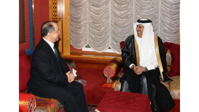 الشيخ حمد بن جاسم بن جبر ال ثاني رئيس مجلس وزراء القطر وزير الخارجية يستقبل رئيس اقليم كوردستان
