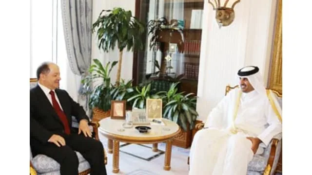 الشيخ تميم بن حمد آل ثاني ولي عهد القطر  يستقبل السيد مسعود البارزاني رئيس إقليم كردستان
